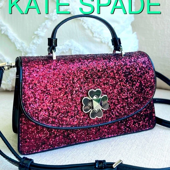 KATE SPADE Odette GLITTER MINI top handle crossbody bag blkcherry - Picture 3 of 17